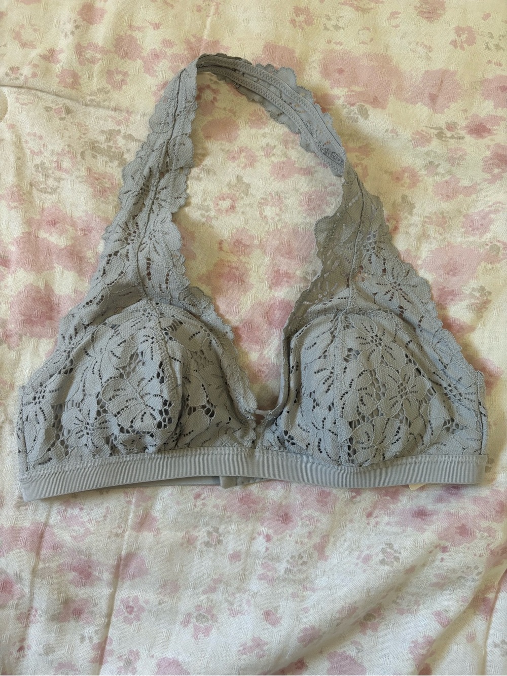 NWT Aerie Halter Neck Bralette in Grey Lace